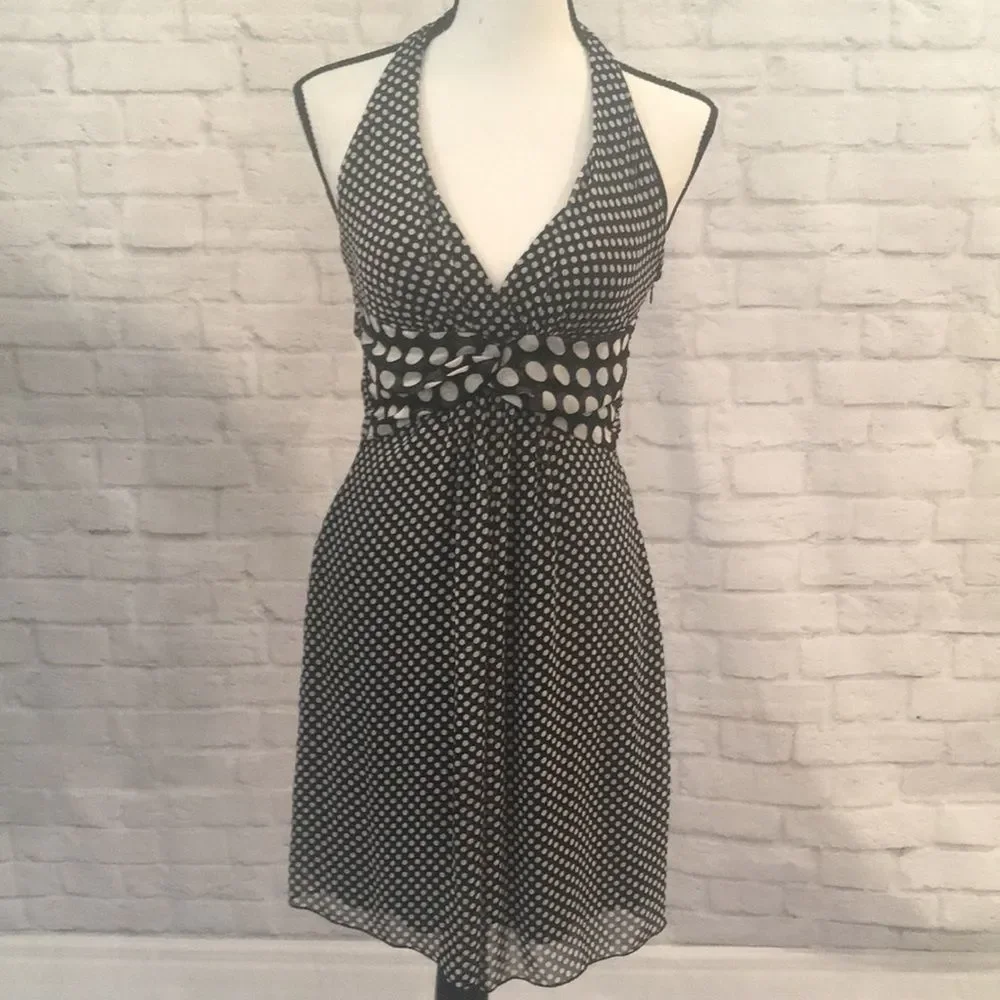 Vintage Polka Dot Halter Knee-Length Dress - Small - Picture 1 of 12